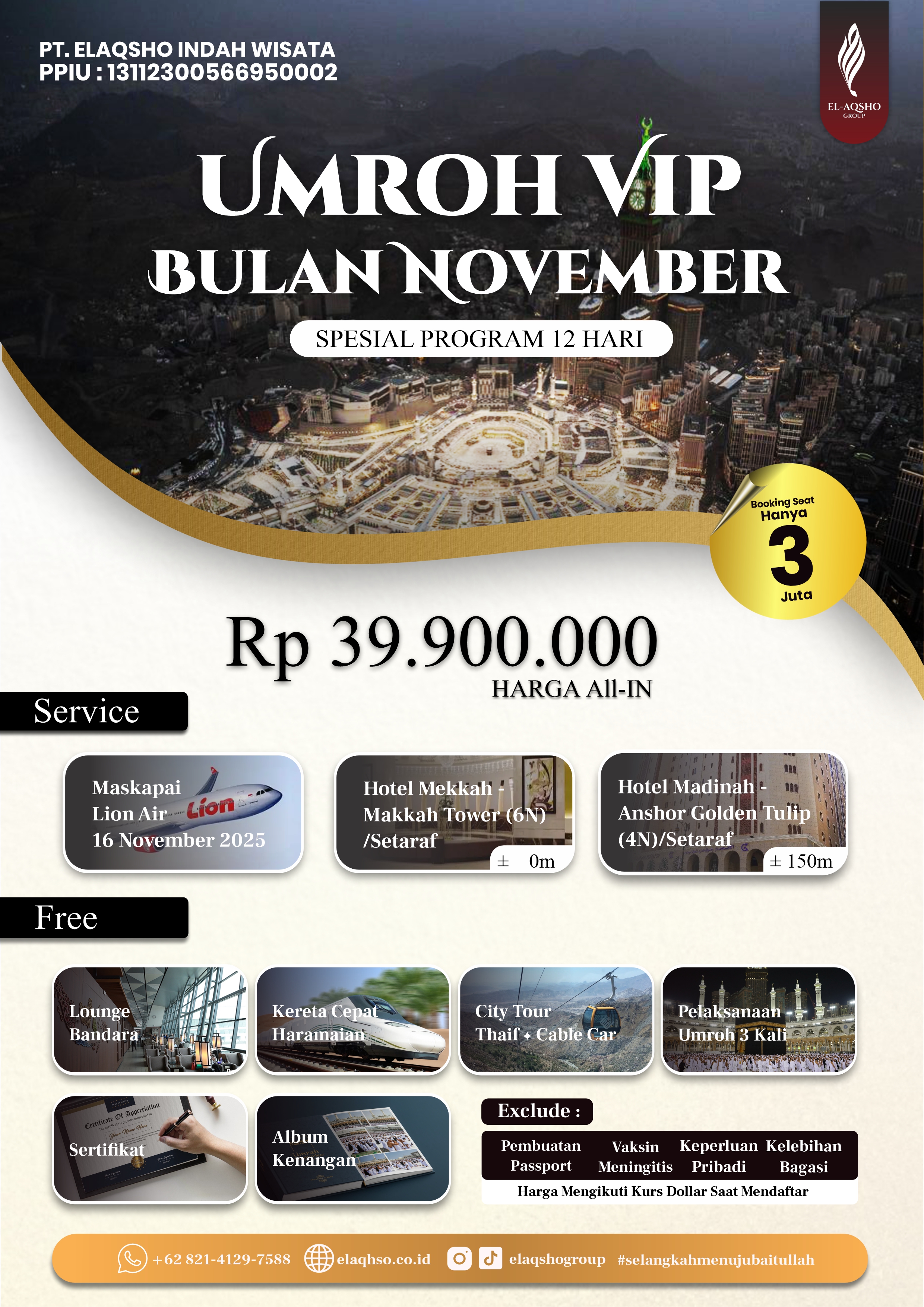 Umroh VIP Bulan November – Program 12 Hari